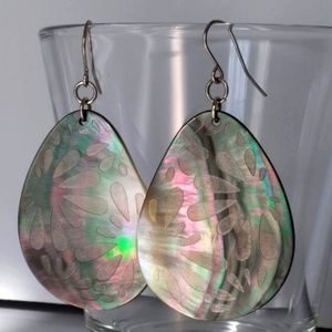Abalone Shell Carved Earrings